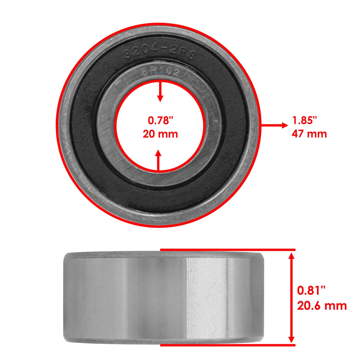 5204-2RS 5204-RS 52042RS 5204RS Double Row Ball Bearings For Honda 20X47X20.6 mm