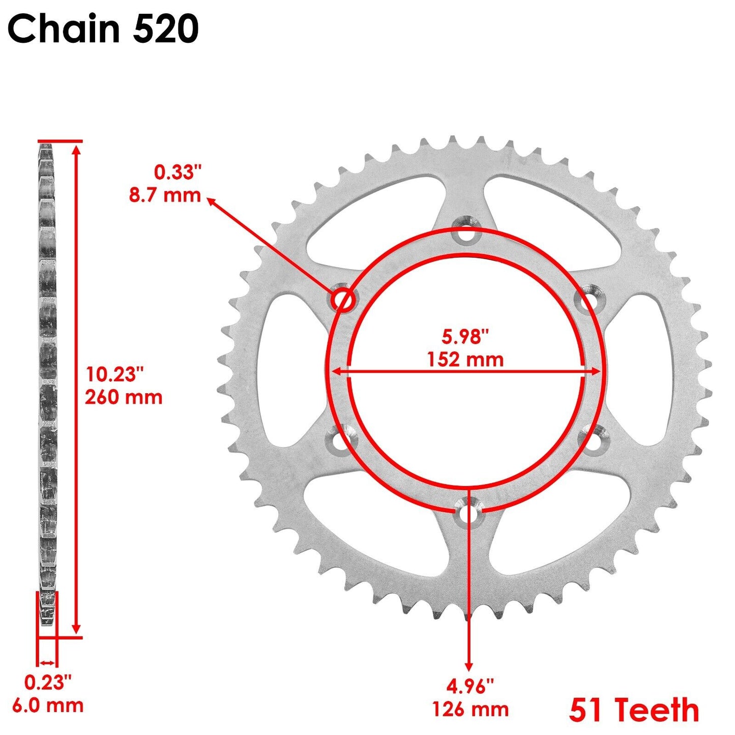 Black Drive Chain And Sprocket Kit for Honda CR125R 1987-1996 1998 1999 2002