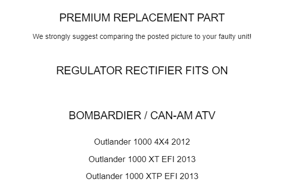 Regulator Rectifier for Bombardier Can-Am Outlander 1000 4X4 2012 2013