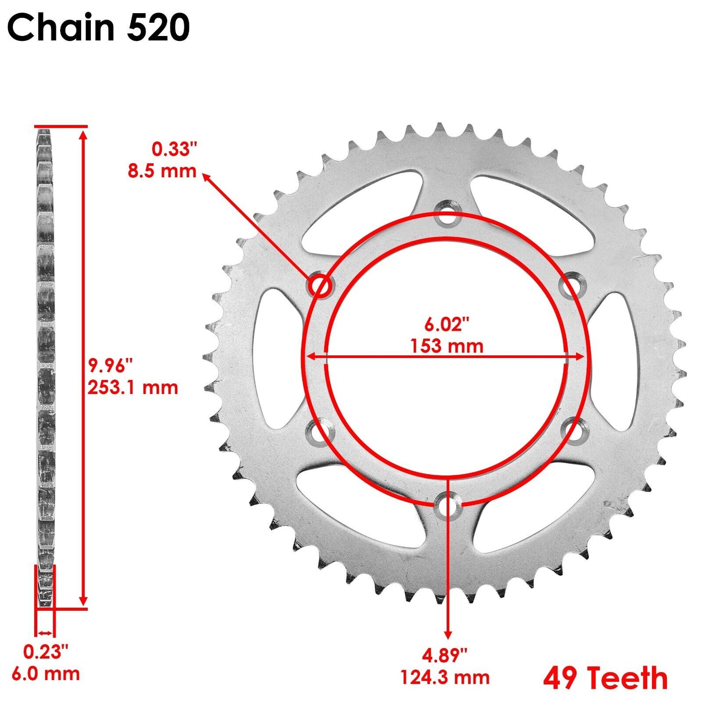 Black Drive Chain And Sprocket Kit for Honda CR250R 1991-1994 2004-2007