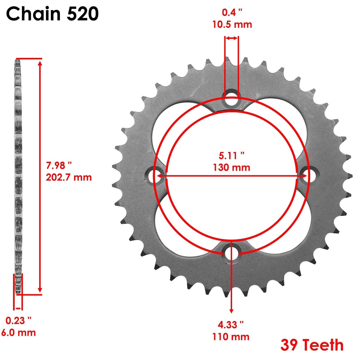 Drive Chain & Sprocket Kit for Honda TRX400EX TRX400X Sportrax 400 2005-2014