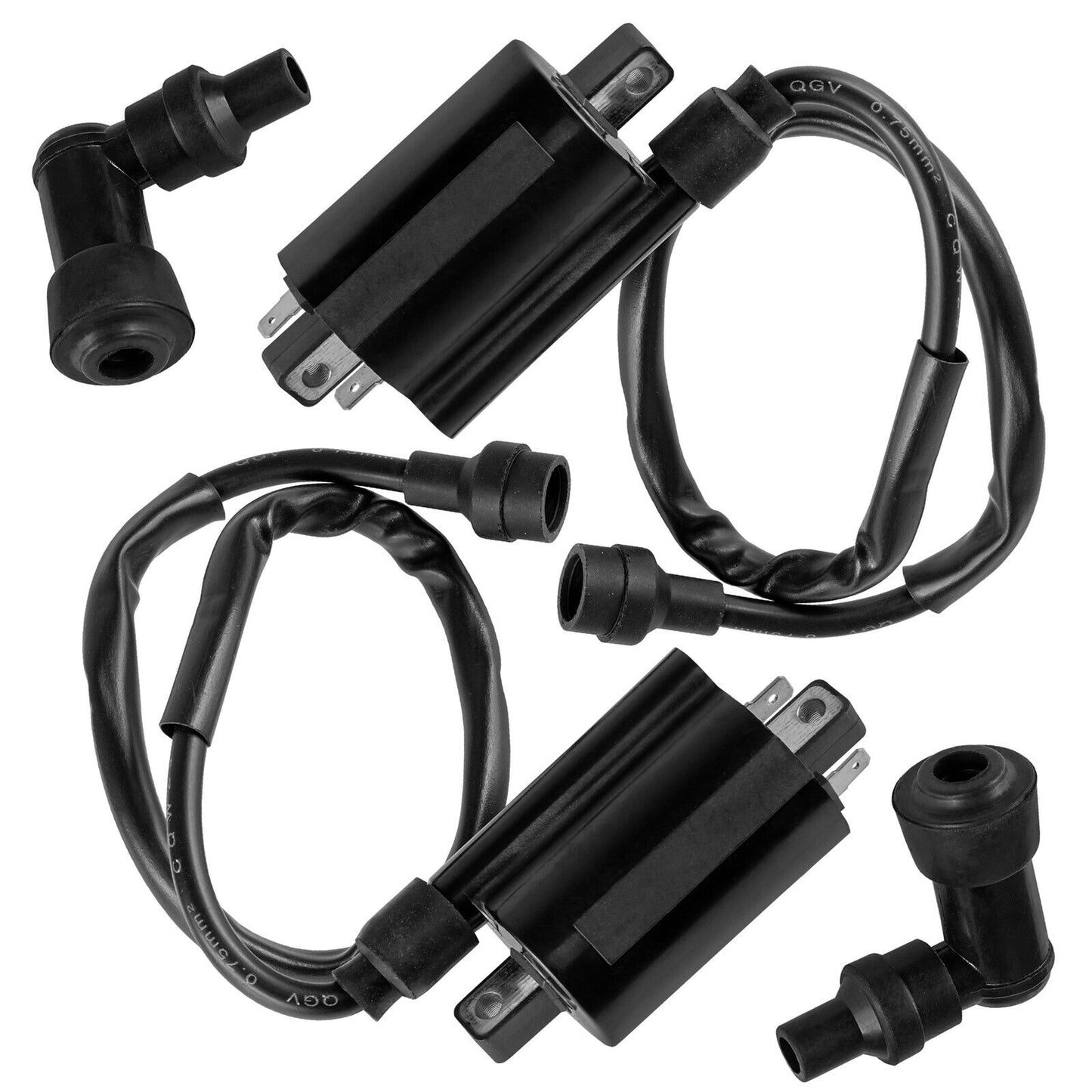 2x Ignition Coil w/ Spark Plug Boot Cap for Kawasaki KAF620 Mule 3000 2007-2008