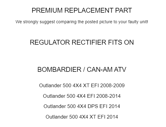 Regulator Rectifier for Bombardier Can-Am Outlander 500 4X4 Xt EFI 2008-2014