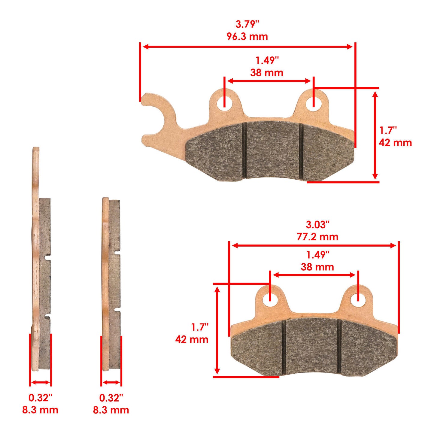 Front Left Right Brake Caliper Disc Pads For Yamaha Rhino 450 YXR450 4X4 2006-09