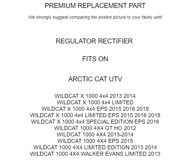 Regulator Rectifier for Arctic Cat Wildcat 1000 / Wildcat X 1000 4X4 2012-2018