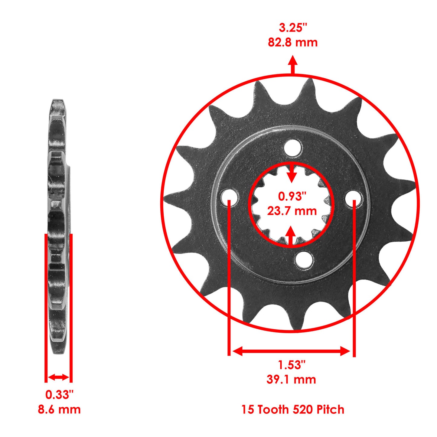 Caltric Front Drive Chain Sprocket for Honda XR650L 1993-2009 2012-2023 Teeth 15