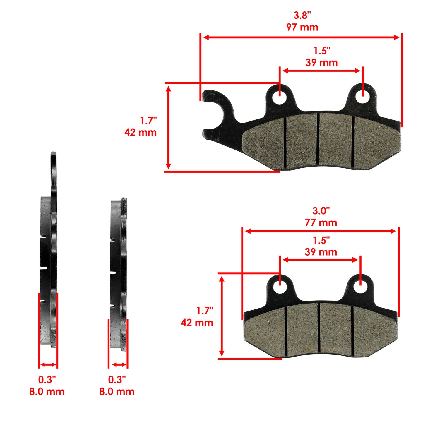 Front Brake Pads for Can-Am Maverick 1000 2013-2018 / 705600398 705601147