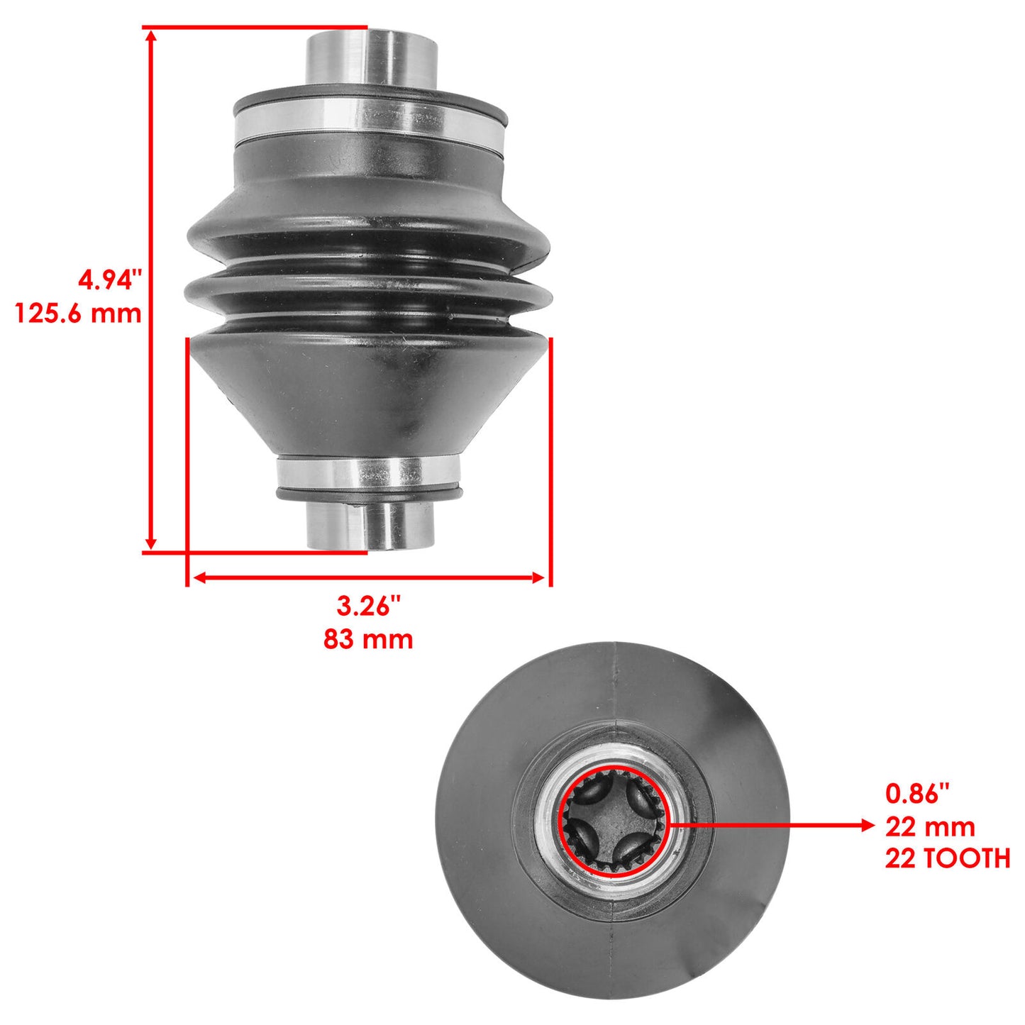 Caltric 40300-HR3-A20 Rear Propeller Drive Shaft Yoke For Honda Pioneer Foreman