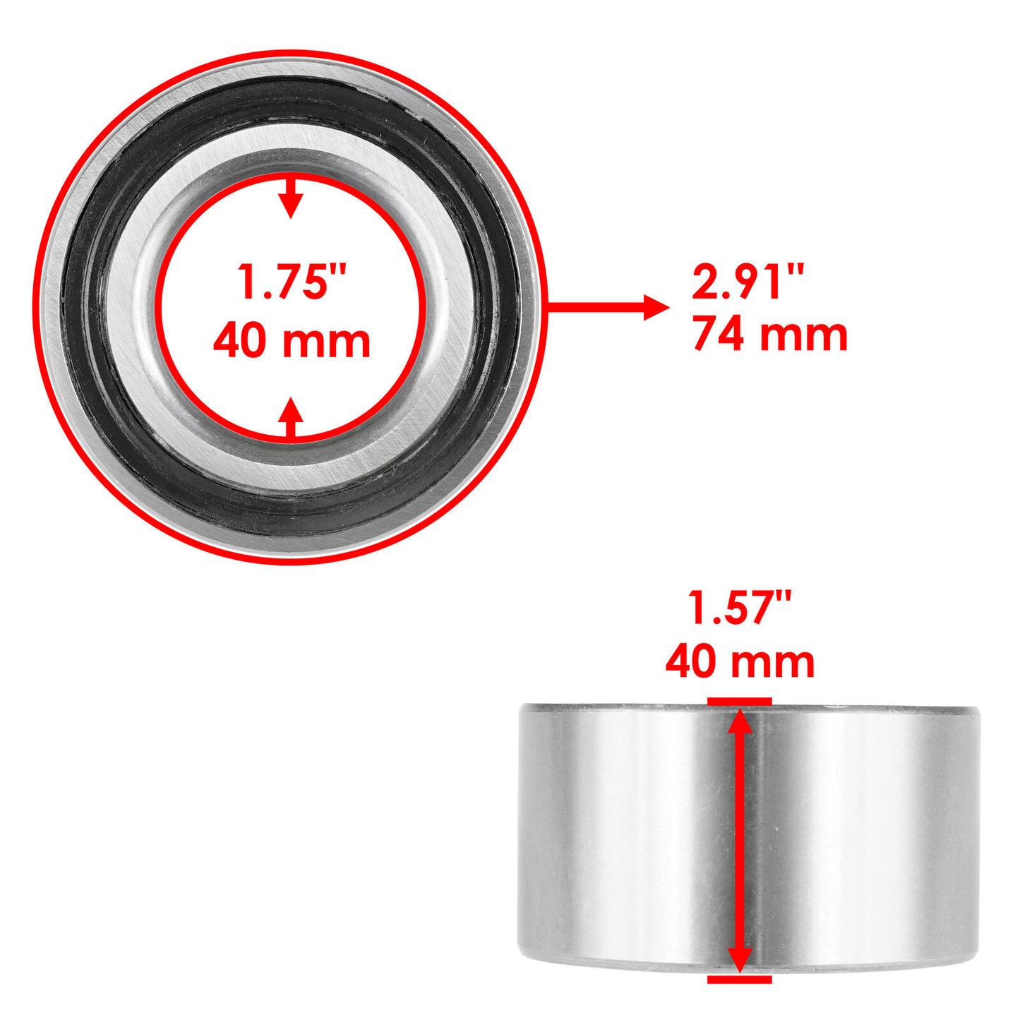 Front and Rear Wheel Ball Bearing for Polaris RZR 800 EFI 2008 2009 ( 40mm Hub )