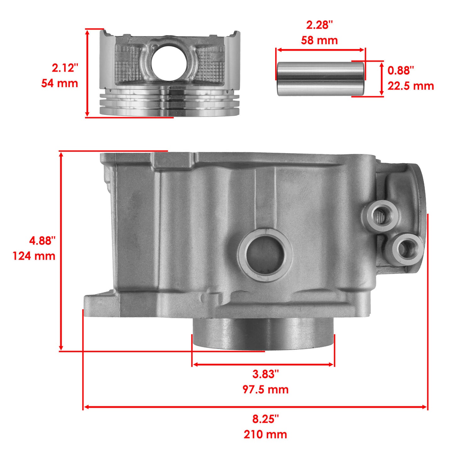 Cylinder Kit for Polaris ATV 500cc 3089256 3089966 3087223 3087222