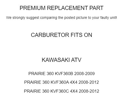 Carburetor for Kawasaki Prairie 360 KVF360 KVF 360 2X4 4X4 2008-2012 2013