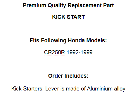 Kick Start for Honda 28300-KZ3-B00 28300-KZ3-A10 28300-KZ3-860 28300-KZ3-600